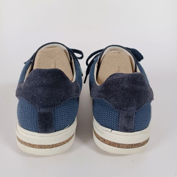Birkenstock Womens Sneaker Size 6 W EU 37 Blue Suede Canvas Lace Up Bend Low Top - Picture 2 of 9